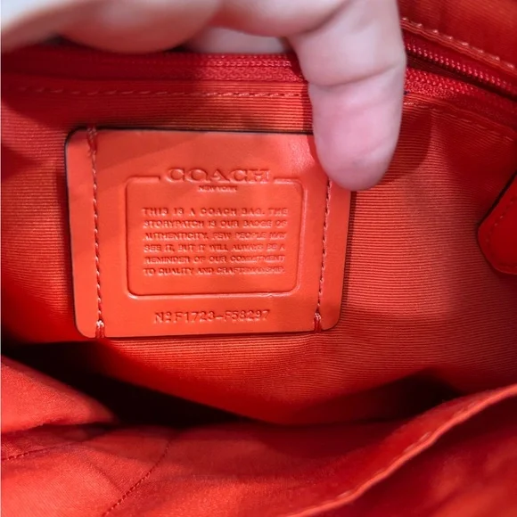 Coach Signature File Crossbody Bag with Bright Orange Trim - Picture 8 of 12